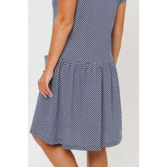 Халат  женский       из кулирки     с коротким рукавом  синий