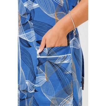 Халат  женский       из кулирки   на молнии  с коротким рукавом  синий