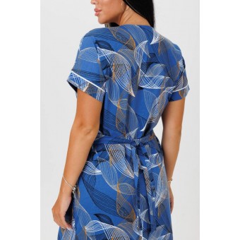 Халат  женский       из кулирки   на молнии  с коротким рукавом  синий