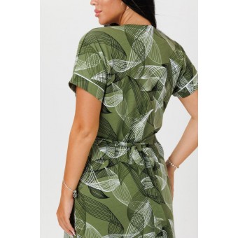 Халат  женский       из кулирки   на молнии  с коротким рукавом  зеленый