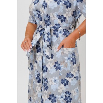 Халат  женский       из кулирки     с коротким рукавом  синий