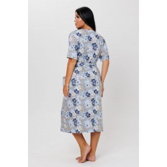 Халат  женский       из кулирки     с коротким рукавом  синий