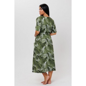 Халат  женский       из кулирки     с коротким рукавом  зеленый