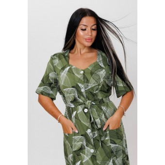 Халат  женский       из кулирки     с коротким рукавом  зеленый