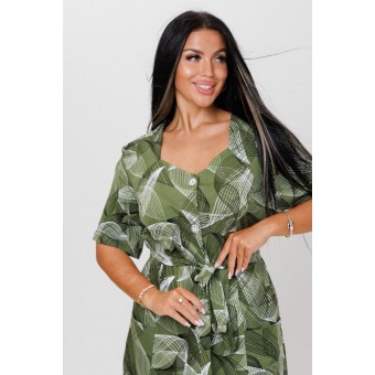 Халат  женский       из кулирки     с коротким рукавом  зеленый