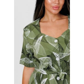 Халат  женский       из кулирки     с коротким рукавом  зеленый