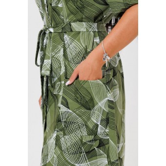 Халат  женский       из кулирки     с коротким рукавом  зеленый