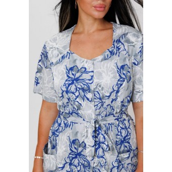 Халат  женский       из кулирки     с коротким рукавом  синий