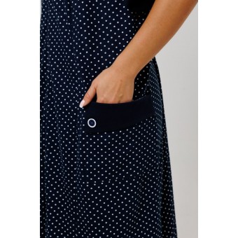 Халат  женский       из кулирки   на молнии  с коротким рукавом  синий   Kuzina