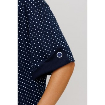 Халат  женский       из кулирки   на молнии  с коротким рукавом  синий   Kuzina