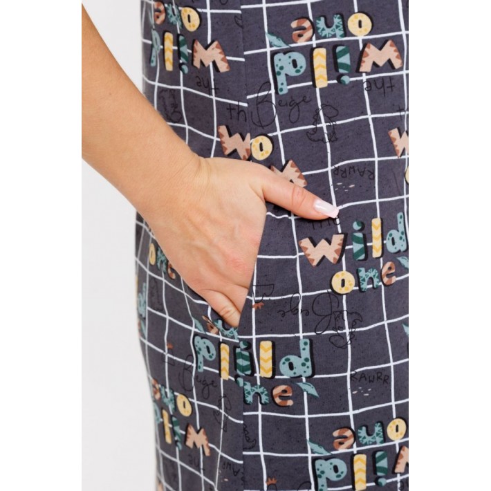 Халат женский из кулирки на молнии с рукавом 1/2 серый Kuzina