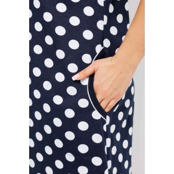 Халат  женский       из кулирки   на молнии  с коротким рукавом  Темно-синий   Kuzina  