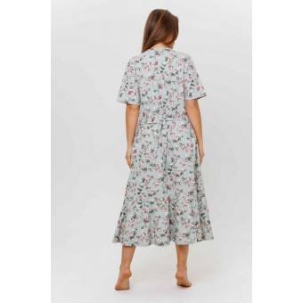 Халат  женский       из кулирки   на пуговицах  с рукавом 1/2  зеленый   Kuzina