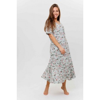 Халат  женский       из кулирки   на пуговицах  с рукавом 1/2  зеленый   Kuzina