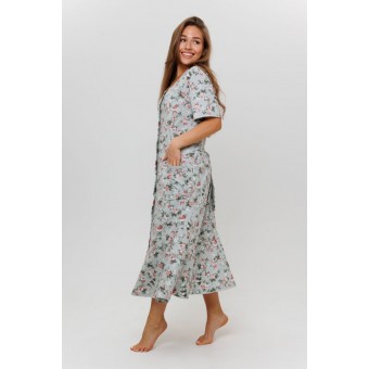 Халат  женский       из кулирки   на пуговицах  с рукавом 1/2  зеленый   Kuzina