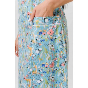 Халат  женский       из кулирки   на молнии  с коротким рукавом  голубой   Kuzina