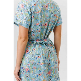 Халат  женский       из кулирки   на молнии  с коротким рукавом  голубой   Kuzina