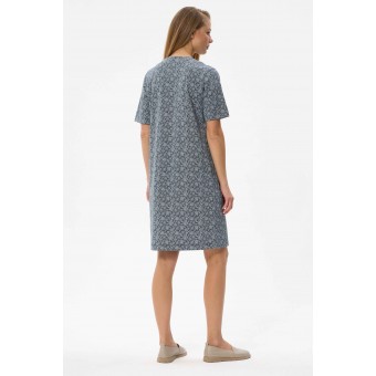 Халат  женский       трикотажный   на пуговицах  с рукавом 1/2  Серый, Голубой