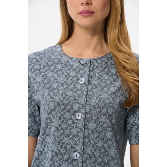 Халат  женский       трикотажный   на пуговицах  с рукавом 1/2  Серый, Голубой