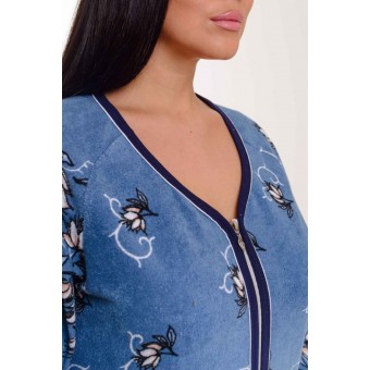 Халат  женский       махровый   на молнии  с рукавом 3/4