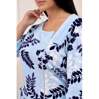 Халат  женский       из велюра   на молнии  с рукавом 3/4