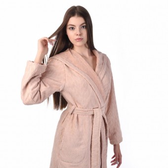 Халат  женский       махровый   с запахом  с длинным рукавом