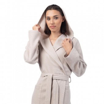 Халат  женский       из вафли   с запахом  с длинным рукавом