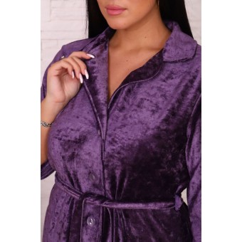 Халат  женский       из велюра   на пуговицах  с рукавом 3/4