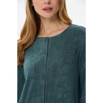 Халат  женский       трикотажный   на пуговицах  с длинным рукавом  зеленый