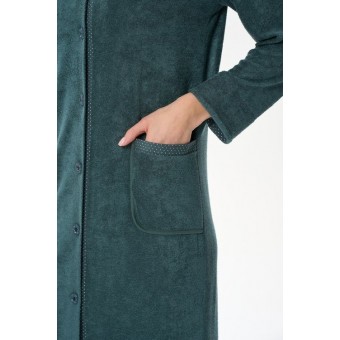 Халат  женский       трикотажный   на пуговицах  с длинным рукавом  зеленый