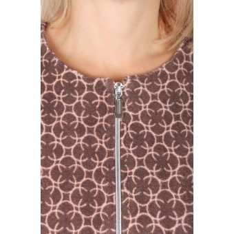 Халат  женский       махровый   на молнии  с рукавом 3/4  коричневый