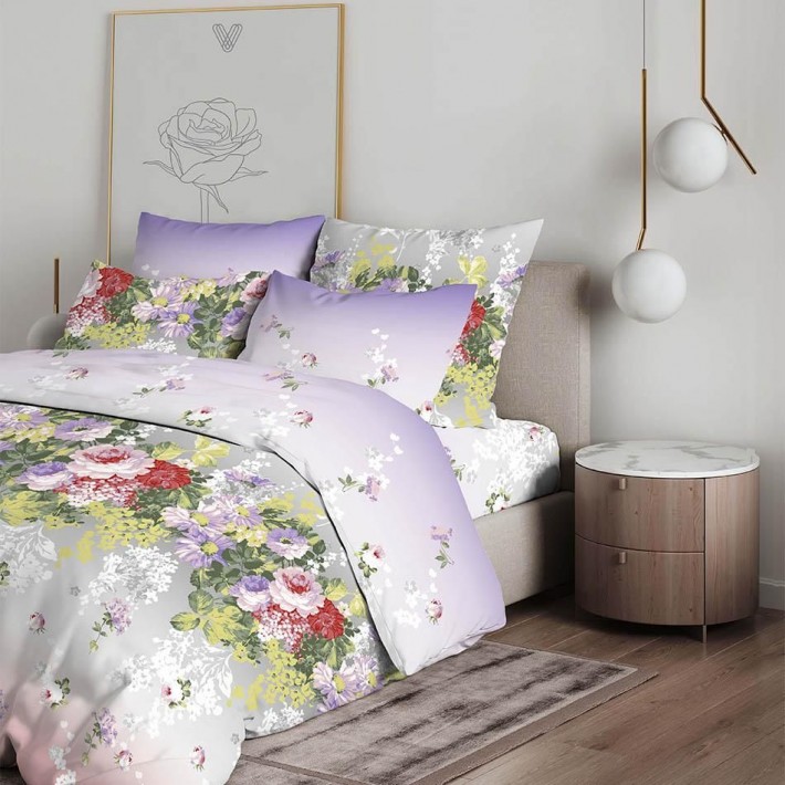 Комплект постельного белья 1,5 спальный из бязи с наволочками 70х70 2 шт Цветы Василиса