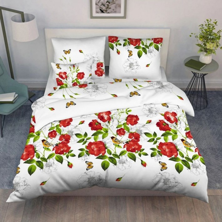 Комплект постельного белья 1,5 спальный из бязи с наволочками 70х70 2 шт Цветы Василиса