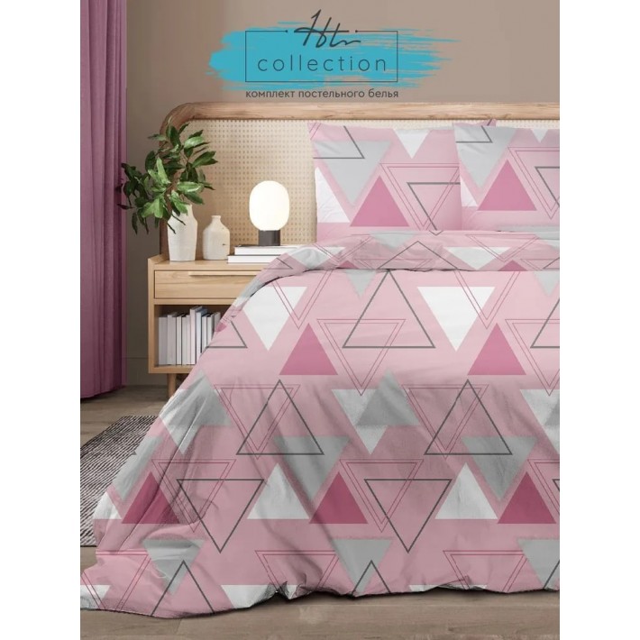 КПБ Home Trend 1,5сп бязь Треугольники на розовом