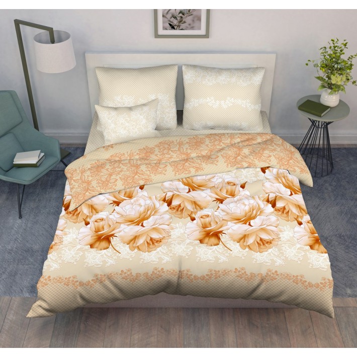 Комплект постельного белья     1,5 спальный  из поплина, цветы Василиса  