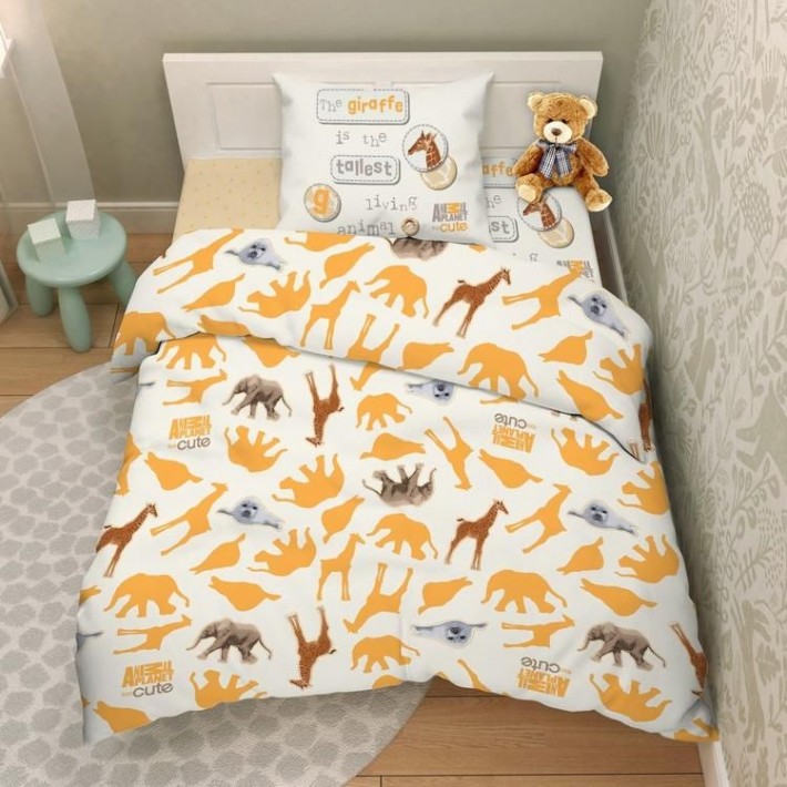 Комплект постельного белья детский 1,5 спальный из поплина с наволочкой 70х70 Животные Василиса