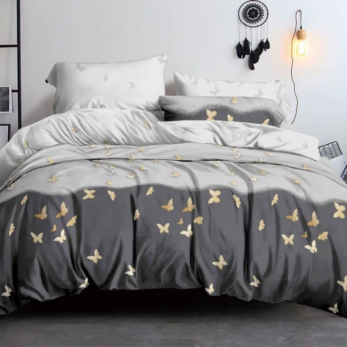Комплект постельного белья 1,5 спальный из поплина с наволочками 70х70 2 шт Бабочки Luxor