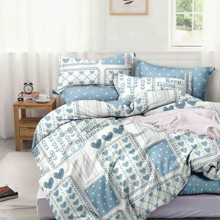 Комплект постельного белья 1,5 спальный из поплина с наволочками 70х70 2 шт Сердечки Luxor