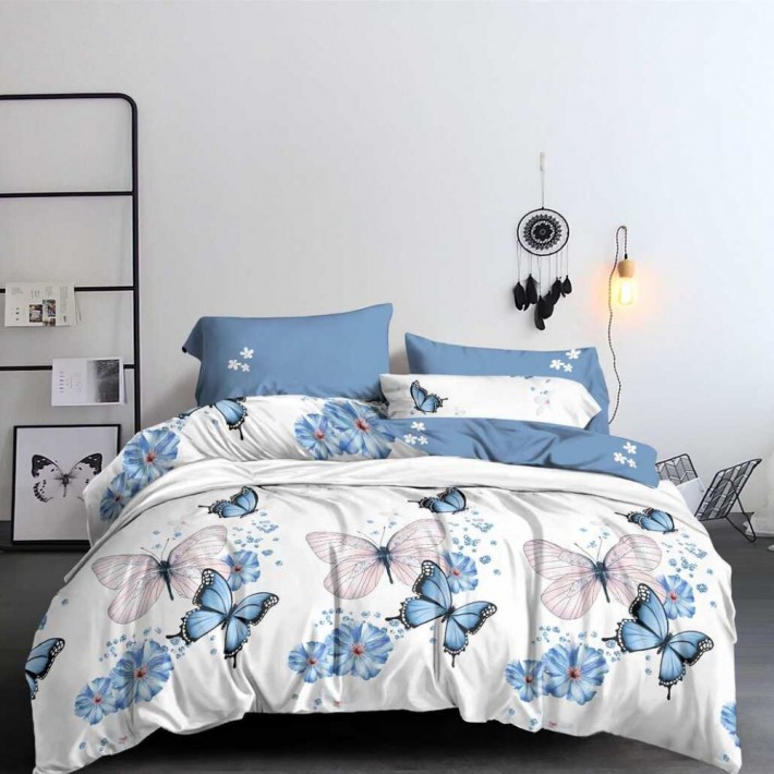 Комплект постельного белья 1,5 спальный из поплина с наволочками 70х70 2 шт Бабочки Luxor