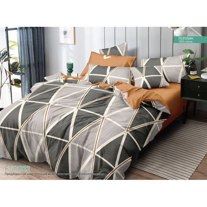 Комплект постельного белья 1,5 спальный из поплина с наволочками 70х70 2 шт Абстракция Luxor