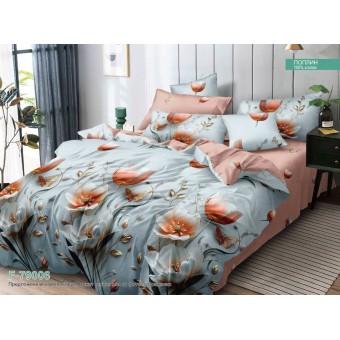 Комплект постельного белья         1,5 спальный из поплина        с наволочками 70х70 2 шт Цветы Luxor  