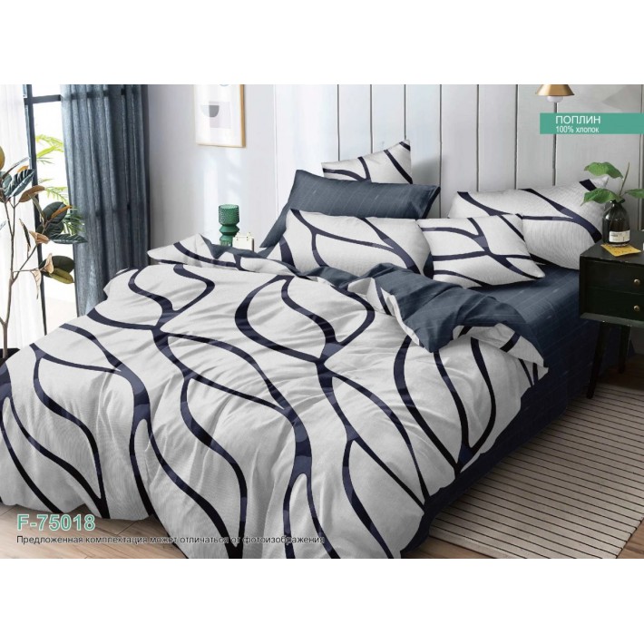 Комплект постельного белья 1,5 спальный из поплина с наволочками 70х70 2 шт Абстракция Luxor
