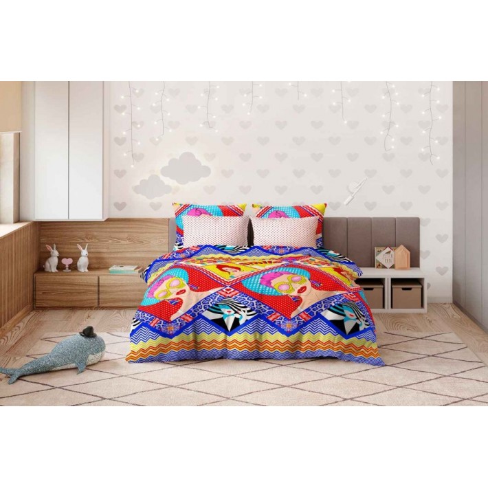 Комплект постельного белья 1,5 спальный из поплина с наволочками 70х70 2 шт Рисунок Ночь Нежна