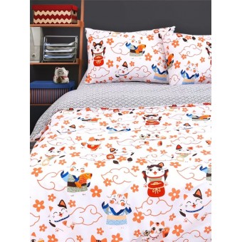 Комплект постельного белья        1,5 спальный из поплина        с наволочками 50х70 2 шт Принт Uniqcute  
