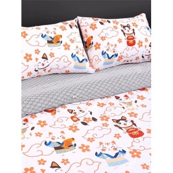 Комплект постельного белья        1,5 спальный из поплина        с наволочками 50х70 2 шт Принт Uniqcute  