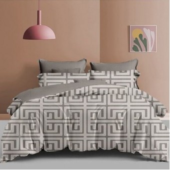 Комплект постельного белья         1,5 спальный из поплина        с наволочками 70х70 2 шт Геометрия Kuzina  