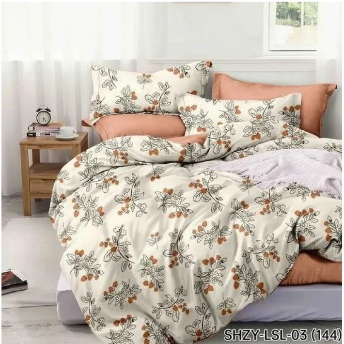 Комплект постельного белья 1,5 спальный из поплина с наволочками 70х70 2 шт Цветы Kuzina