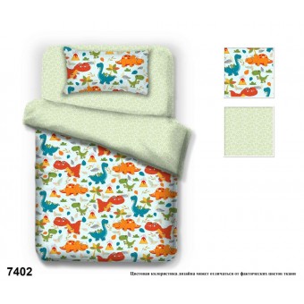Комплект постельного белья  детский       1,5 спальный из поплина        с наволочкой 50х70 Динозавры ОТК Производство