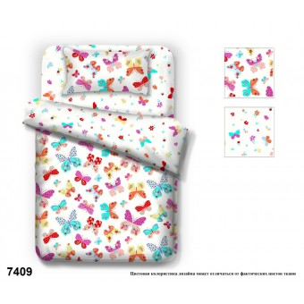 Комплект постельного белья  детский       1,5 спальный из поплина        с наволочкой 50х70 Бабочки ОТК Производство