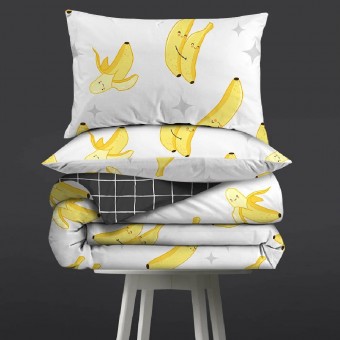 Комплект постельного белья        1,5 спальный из поплина        с наволочками 50х70 2 шт Фрукты Uniqcute
